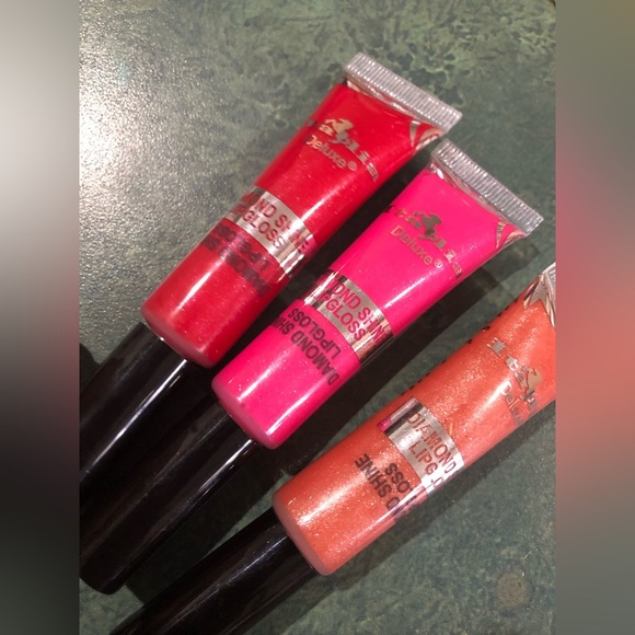 3pack red pink peach diamond shine lip‎ gloss new FREE with purchase - Picture 1 of 16